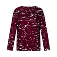 thumbnail image 4 of IROINID Liquidation Hauts Grande Taille pour Femmes Imprimé Manches Longues Confortable Respirant Col Rond Chemise Hauts, Bordeaux, 4 of 8