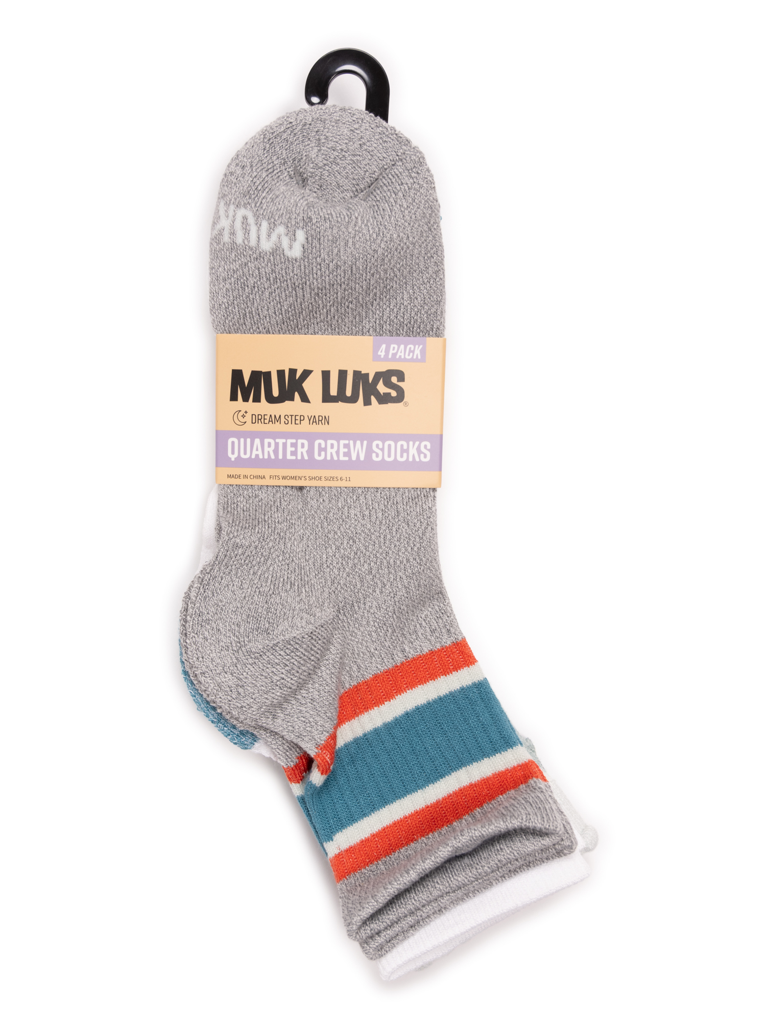 MUK LUKS Women's Dream Step Quarter Crew Socks, 4 Pair Pack