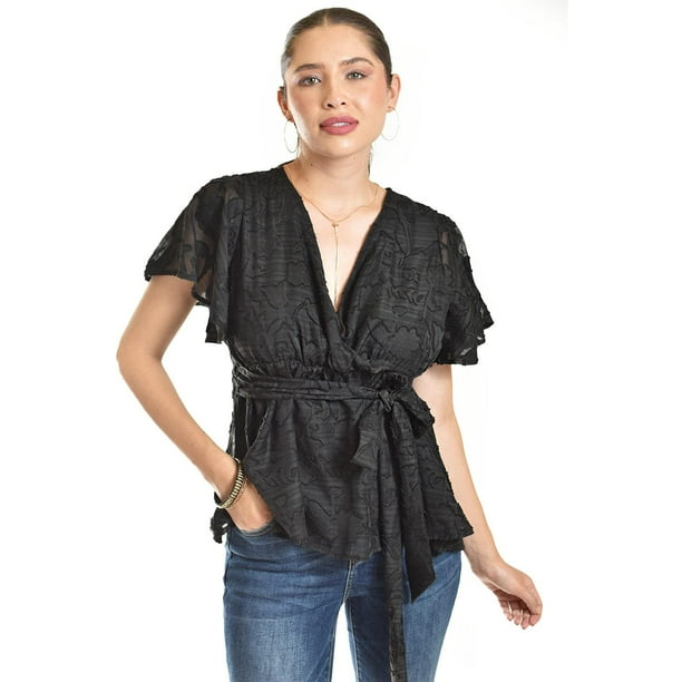 Blusa de encaje Roman Fashion /Juvenil, 5113 (Negro) negro G