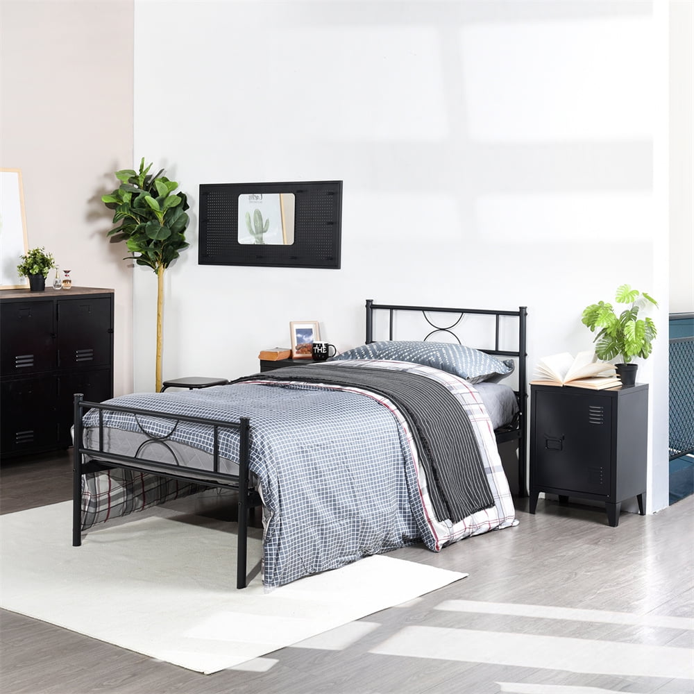 Twin Bed Frame Heavy Duty Twin Size Metal Bed Frame with Headboard No