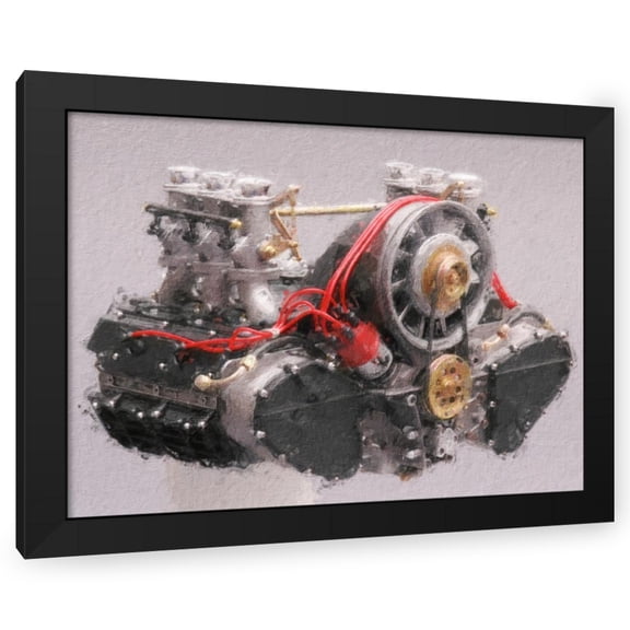 Stephen Chambers 24x19 Black Modern Wood Framed Wall Art Titled - Porsche 911 Engine 5