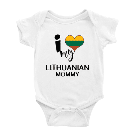 

I Heart My Lithuanian Mommy Love Flag Baby Romper (White 12-18 Months)