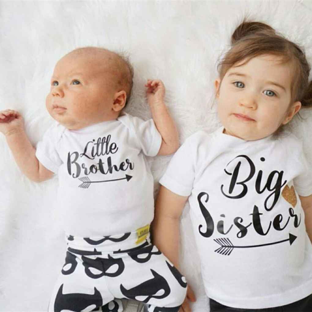 Little Sister Big Brother Family Matching Outfits Little Big brother little Sister Romper Big Brother Printed Tops Cotton Outfits Walmart