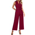 thumbnail image 2 of Aimik Womens Jumpsuits Sleeveless Wrap V Neck Tie Waist Wide Leg Jumpsuits Summer Dressy One Piece Jumpsuit for Women, 2 of 6