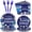 Navy Blue and Silver Birthday, variant on 96 Pcs Blue Happy Birthday Party Tableware Set Navy Blue and Silver Happy Birthday Paper Plates Napkins and Forks for Men Women Disposable Party Supplies for 24 Guests