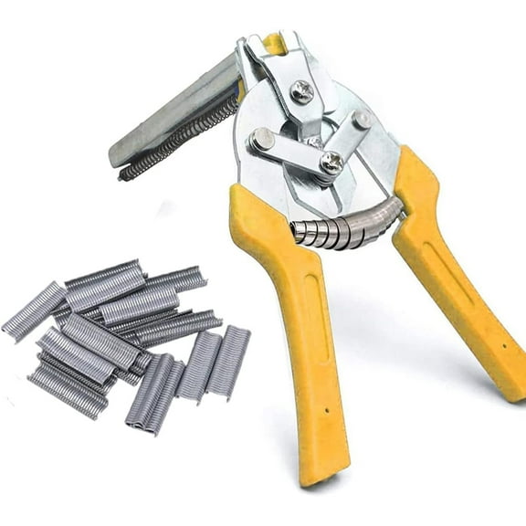 Type M Hog Nail Ring Pliers, Multifunction Cage Clamp Hog Ring Pliers Kit with 600 Pcs M Galvanized Steel Rings, Stainless Nail Railing Pliers for Fence Fastening, Animal Cages Repair (Orange)