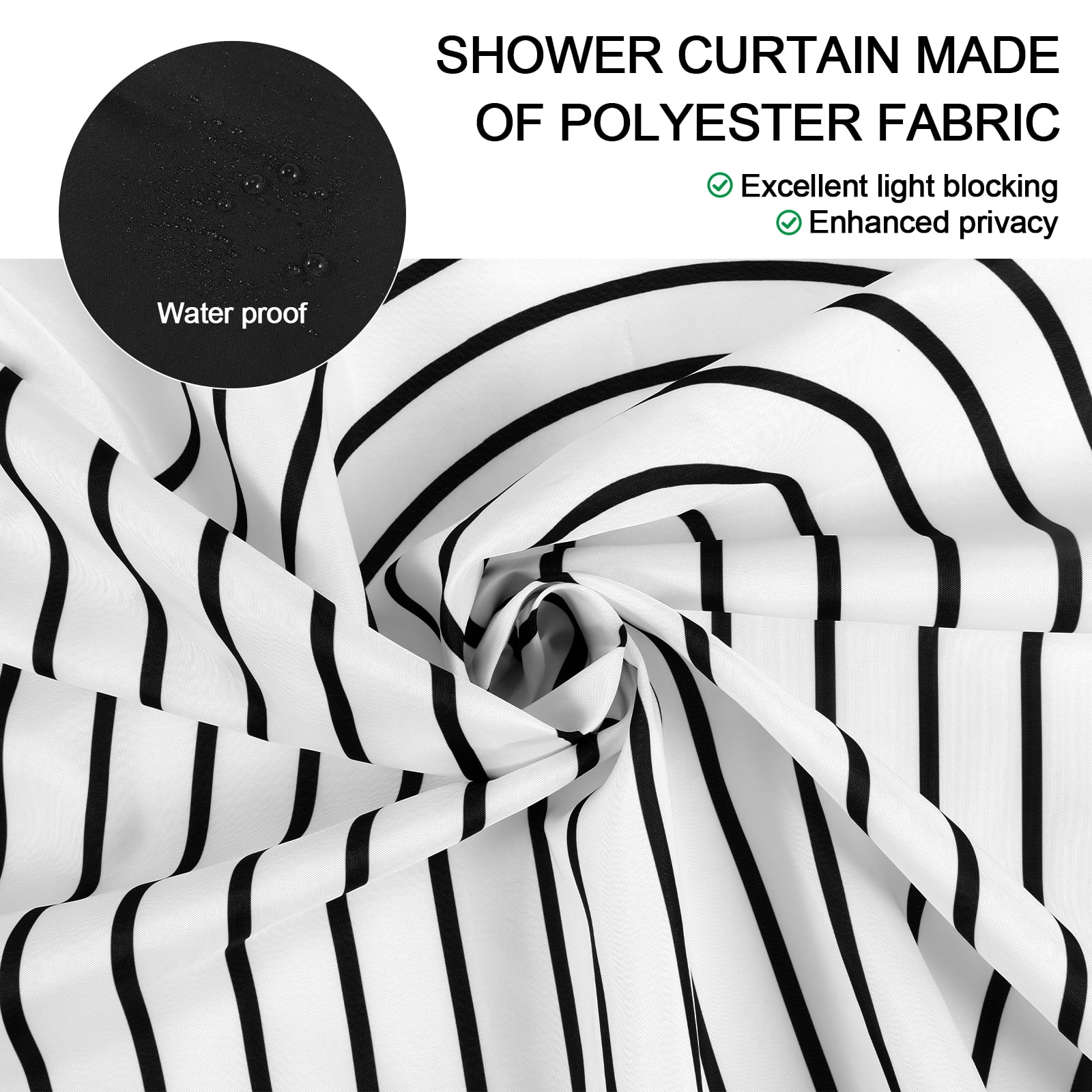 Dznils Boho Fabric Shower Curtains and Bath Rug Set, Modern Bathroom Curtain Sets, White, 72" x 72"