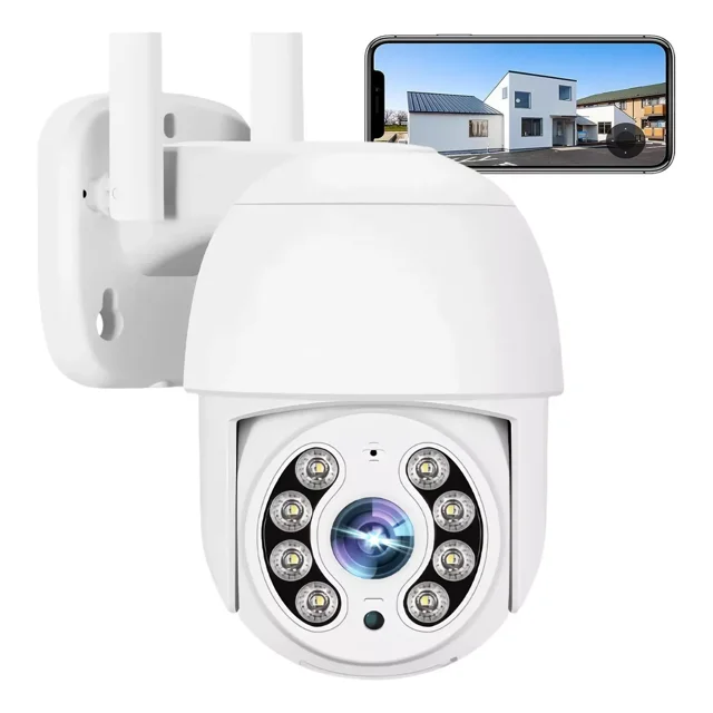 Cámara Seguridad Exterior Wifi Hd 3mp Ptz Vigilancia Alarma Color Blanco