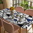 thumbnail image 3 of Navy Blue Black Geometric Table Cloths for 3 Foot Rectangle Tables, Abstract Art Modern Line Patio Waterproof Elastic Fitted Tablecloths, Washable Rectangular Table Cover for Camping, 3 of 8