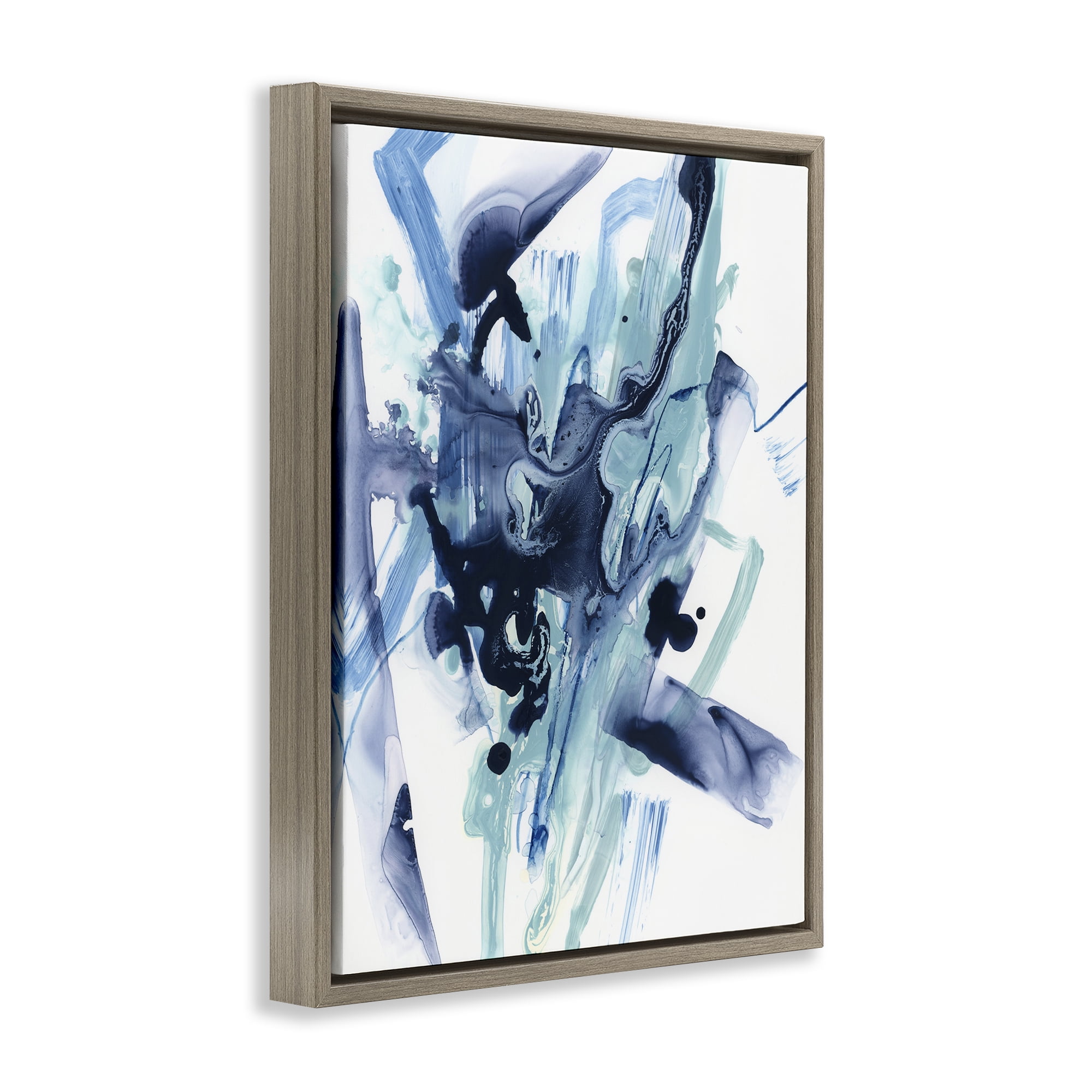 Stupell Industries Fluid Chaotic Abstraction Abstract Painting Brown Floater Framed Canvas Art Print Wall Art, 17 x 21