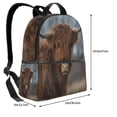 thumbnail image 4 of Lsque Yak Pattern Backpack – School Travel Canvas Daypack with Ergonomic Padded Straps, Multiple Compartments & Leather Handle, 4 of 5