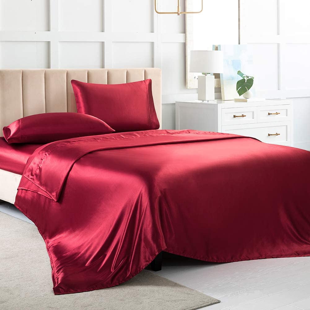 Satin Sheets King, Soft Silk Bed Sheets 