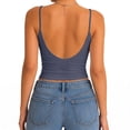 thumbnail image 2 of Women's Low Back Cami Tank Top Spaghetti Strap Scoop Neck Soft Stretchy Fitted Crop Layering Camisole for Daily Casual Wear, 2 of 7
