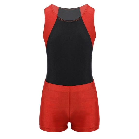 YONGHS Kids Boys Gymnastics Leotard Unitard Tumbling Dance Biketard Gym Training Bodysuit Jumpsuit Red 8