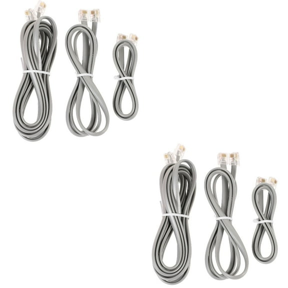 MERRYHAPY Wear-Resistant Grey Phone Cord for Smooth Calls At Home and Office 6Pcs