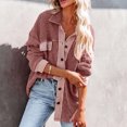 thumbnail image 2 of Shirts for Women Lapel Collar Striped Printed Long Sleeve Button Down Pockets Long Blouse Ladies Fall Tops, 2 of 7