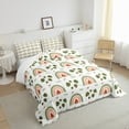 thumbnail image 4 of Boho Rainbow Comforter Set Queen Size Cute Watermelon Bedding Set 3Pcs Bedroom, Cartoon Palm Leaves Bed Comforter Set Tropical Botanical Duvet Insert,2 Pillowcases, 4 of 6
