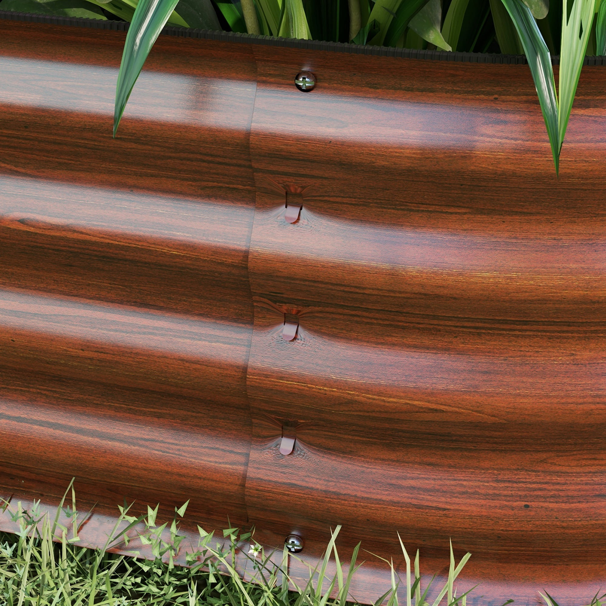 Outsunny Galvanized Raised Garden Bed Kit, Metal Planter Box with Safety Edging, 41.25" x 24.5" x 11.75", Brown