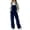 Navy, variant on Women Overalls Velvet Bib Front Button Straps Wide Leg Two Side Pockets Solid Colors for Fall Winter Everyday and Casual Outings