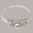 thumbnail image 6 of LBG British Made Solid 18k White Gold Cultured Pearl Womens Anniversary Ring - 33 size options - Size 10.25, 6 of 7