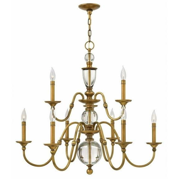 Traditional Nine Light Chandelier-Heritage Brass Finish Bailey Street Home 81-Bel-1802425
