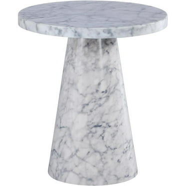 Trent Home Round Contemporary Faux Marble/Solid Wood End Table in White
