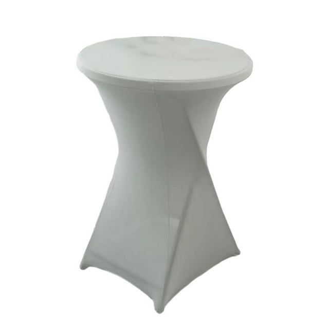 Decodeary Easy Wash Hotel Wedding Party Table Cover Stretch Round Tablecloth For Fitting Environmentally silver 1Set
