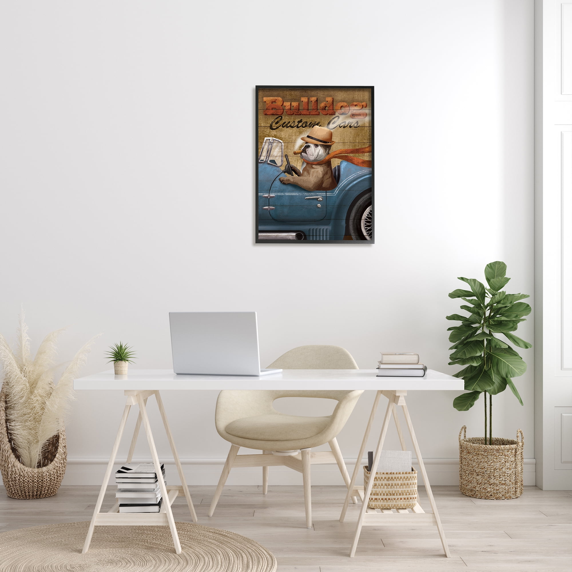 Stupell Industries Bulldog Custom Cars Sign Vintage Automobile Cigar Dog, 24 x 30, Design by Conrad Knutsen