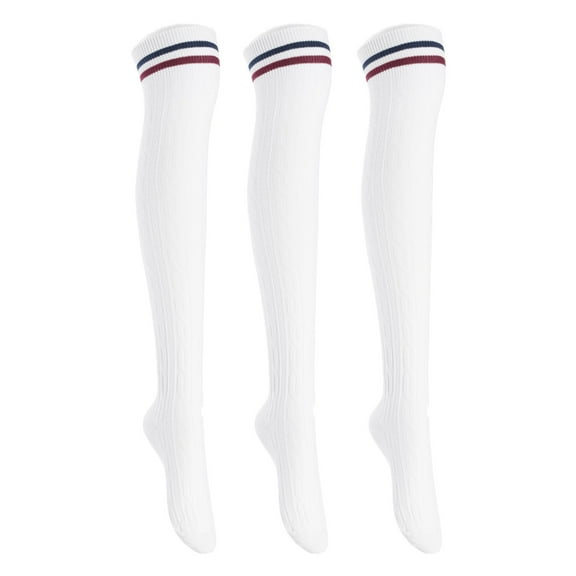 3 Pairs Awesome Women Thigh High Cotton Boot Socks. Durable Knee High Socks, Perfect As Winter & Spring Socks Size 6-9 White T1023-3p1c5