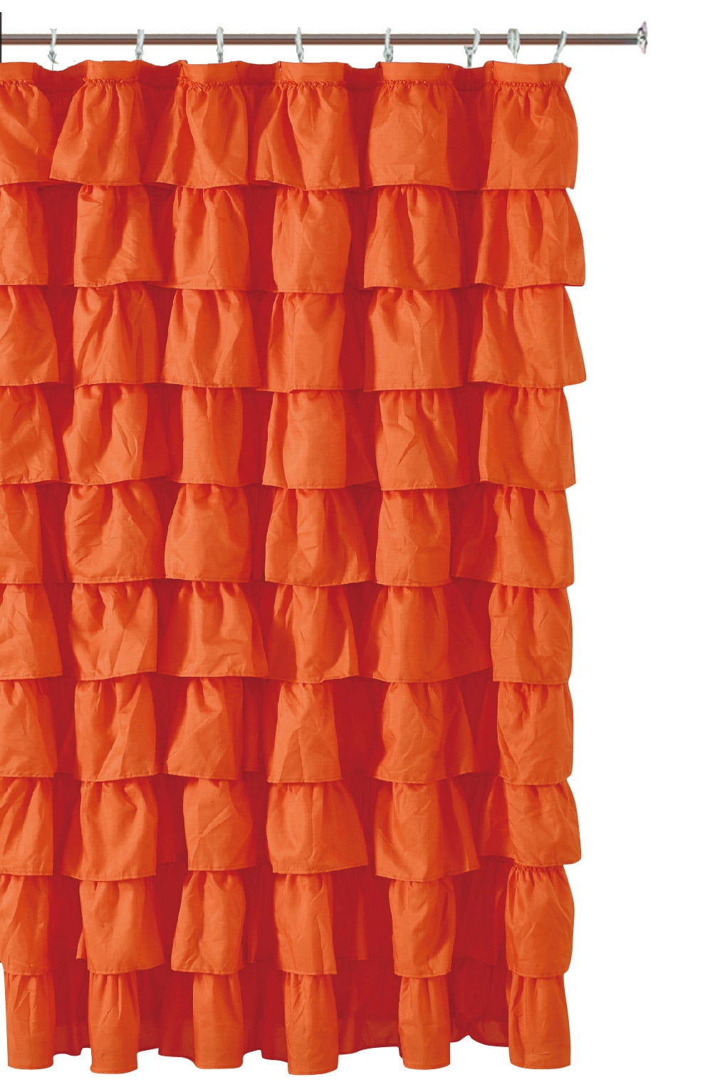 Ruffled orange Fabric Shower Curtain