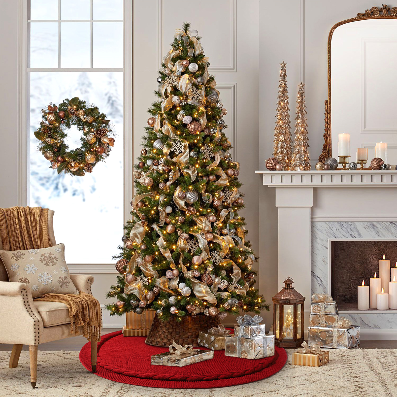 Ayieyill 48-Inch Knitted Christmas Tree Skirt, Red photo 5