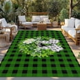 thumbnail image 2 of Botanical Flower Wreath Outdoor Rug for Patio/Deck/Porch, Non-Slip Large Area Rug 6 x 9 Ft, Rustic Bow-Knot Green Black Plaid Indoor Outdoor Rugs Washable Area Rugs, Camping Rug Carpet Runner, 2 of 8