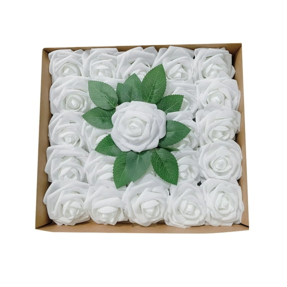 50Pcs Artificial Roses Flowers, Blush Pink Roses Artificial Flowers Foam Fake Roses with Stem for Wedding Bridal Bouquets Party Centerpieces Artificial Flowers Crafts DIY Home Decoration