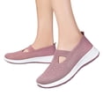 thumbnail image 3 of Mary Jane Sneakers, Mesh Mary Jane Flats for Women, Women Classic Plus Size Round Toe Slip On Casual Loafers Lightweight Comfort Walking Footwear Non Slip Daily Flats, Pink 8, 3 of 6