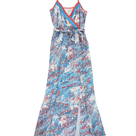 bar III Womens Printed Maxi A-line Dress, Blue, Medium