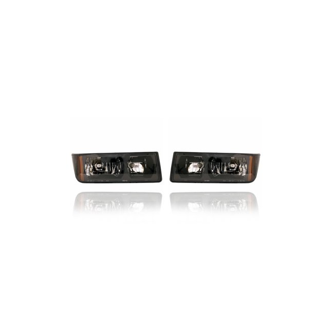 Headlight Assembly - Eagle Eye Compatible/Replacement for '02-06 Chevrolet Avalanche - Black Bezel For Body Cladding/Plastic Bumper Model - Pair, Left Driver + Right Passenger Set - 15136537, 15136536
