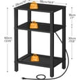 thumbnail image 2 of Side Table with Charging Station, Set of 2 End Tables with USB Ports and Outlets, 3-Tier Storage Shelves Nightstand, Sofa Table for Bedroom, Living Room, Black, 2 of 9