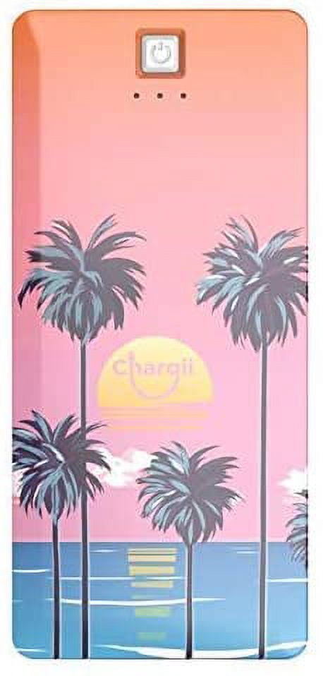 Chargii Beach Portable Battery Charger Built in Cable Compatible with iPhone Compatible Wall Plug AC Adapter USB-C + 2 USB Ports, Compact External Powerbank Cell Phone Compatible with iPhone, Android