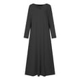 thumbnail image 7 of Plus Size Dress for Women V Neck Long Sleeve Split Maxi Long Dress Casual Loose Fall Spring Daily Vacation Dress, 7 of 7