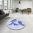 thumbnail image 4 of Ahgly Company Machine Washable Indoor Round Transitional Lavender Blue Area Rugs, 7' Round, 4 of 7