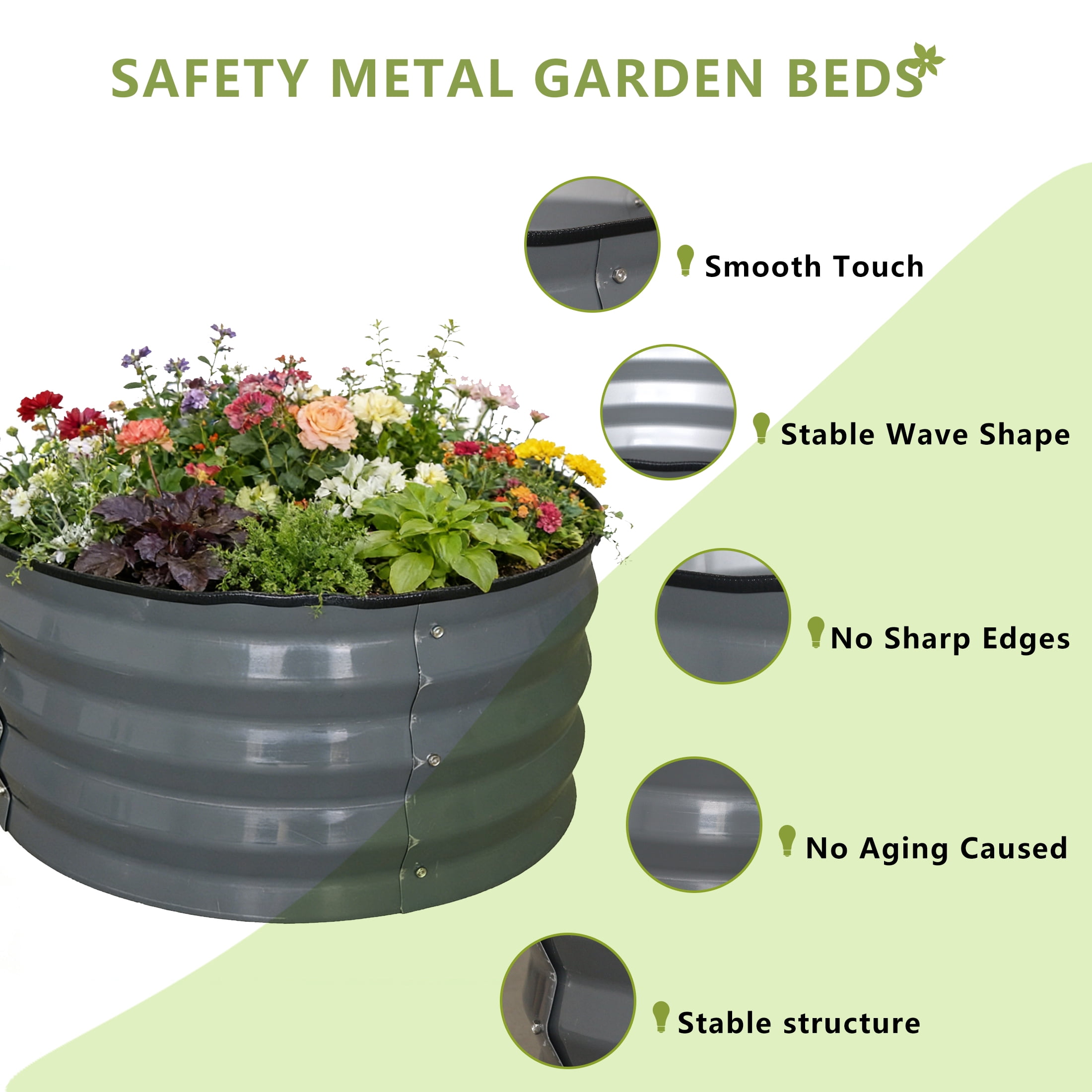 4W Aluzinc-Magnesium Galvanized Steel Raised Garden Bed 2x2x1 ft, Rust-Resistant Metal Planter Box for Vegetables, Herbs & Flowers, Outdoor Gardening Use