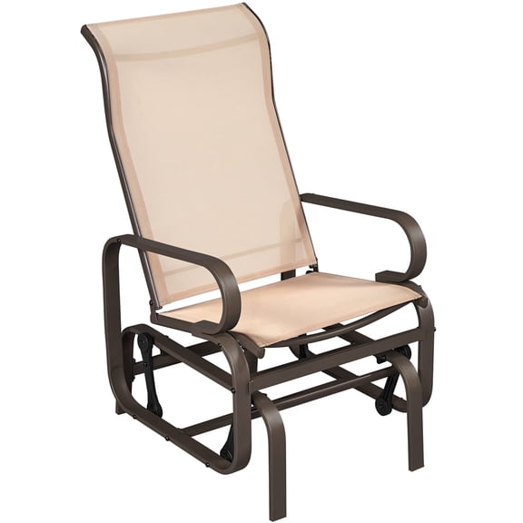 Topeakmart Outdoor Glider Chair with Breathable High Backrest for Garden, Yard, Beige