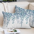 thumbnail image 2 of Teal Blue Eucalyptus Leaves Throw Pillow Covers Summer Farmhouses Botanical Decorative Lumbar Pillow Cover Rectangle Cushion Case for Sofa Couch Bed Living Room Bedroom 20 X 30 Inches, 2 of 9
