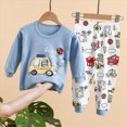 thumbnail image 2 of TOWED22 Toddler Baby Boy Outfit Fall Winter Boy Clothes Long Sleeve Cute Cartoon Sweatshirts Pants Outfits 3 Months-6T Size:7-8 Y,Color:Light Blue, 2 of 5