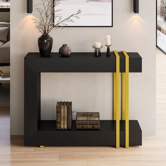 Einhomn Narrow Console Table,2-Tier Sofa Table with Storage Behind Couch,42.5" Wooden Entryway Table for Hallway,Living Room,Entrance,Foyer-Black