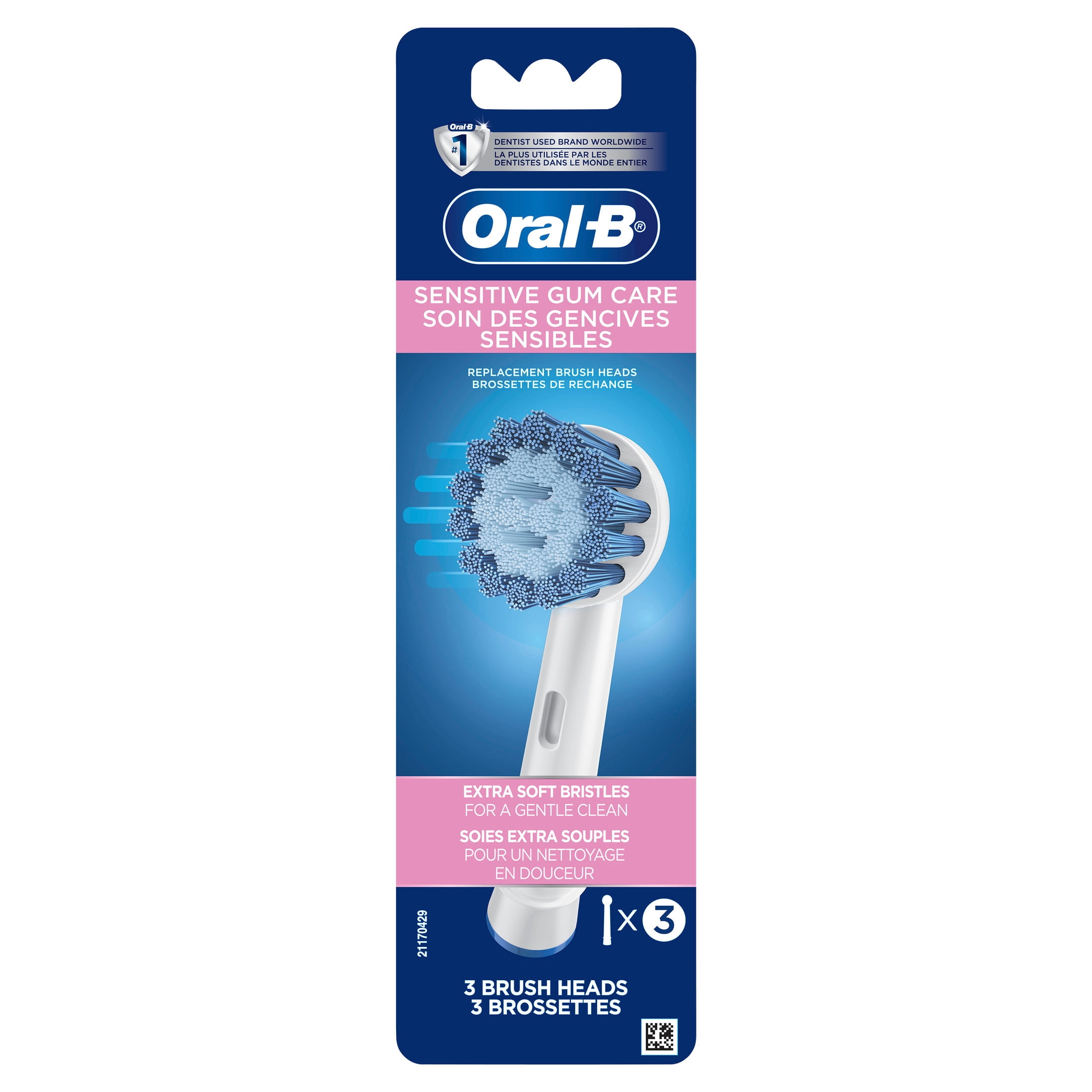 Oral-B Toothbrush, Sensitive Gum Care Replacement Electric Toothbrush Head, 3 Count