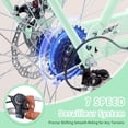thumbnail image 5 of ICEELF Girls Retro Cruiser Bike ages 8-15,  20 inch 7-speed carbon steel bicycle with rattan basket & dual disc brakes for youth, 5 of 9