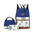 thumbnail image 1 of Conjunto de mochila mochila de lona ligera para chicas adolescentes - costura azul, 1 of 5