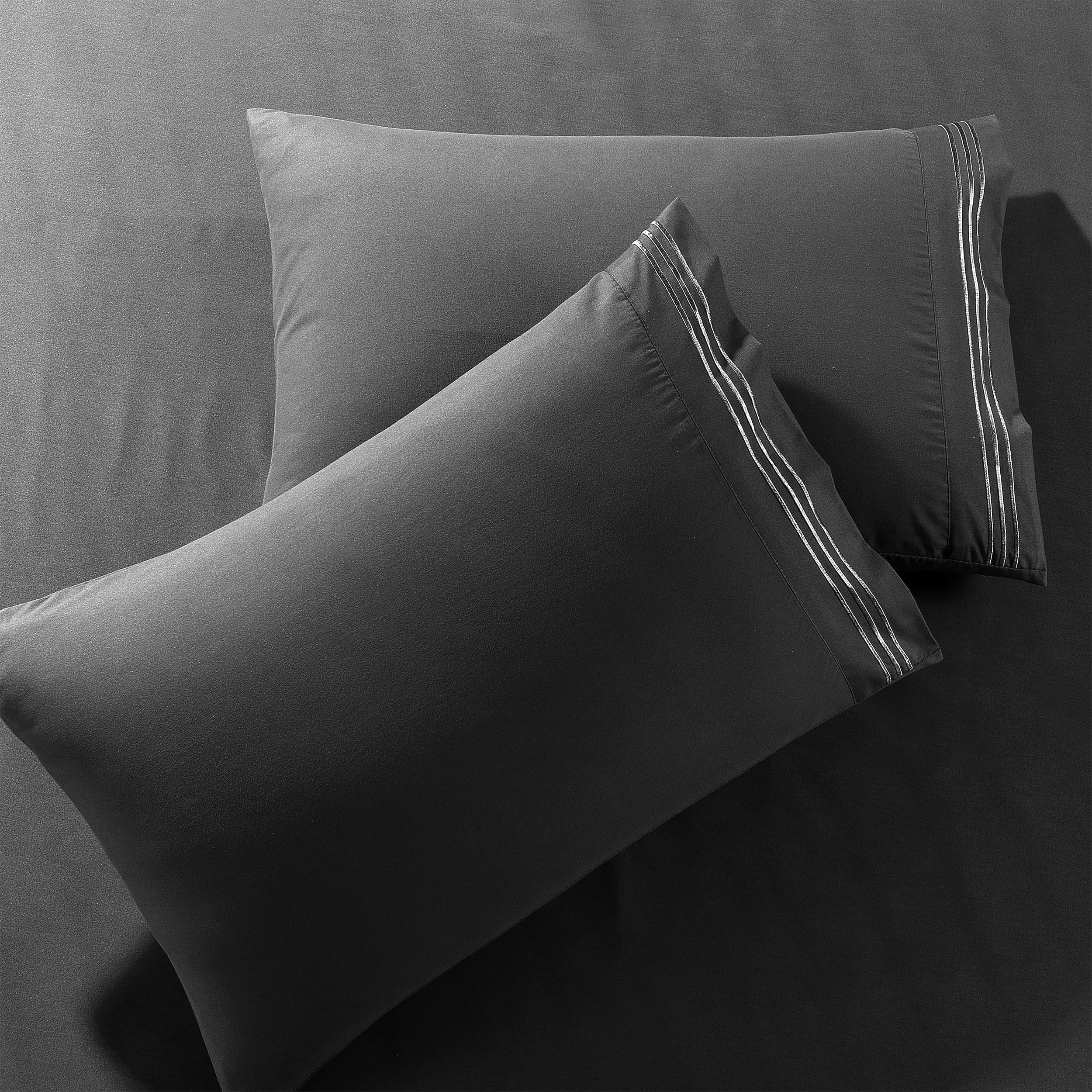 West Elm organic Chevron stripe frost gray King pillowcases set 2 New 