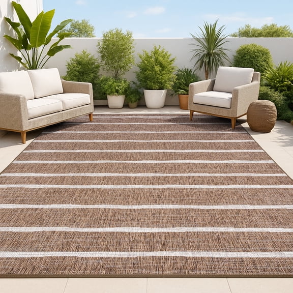 JONATHAN Y SANTA MONICA 4 x 6 Area Rug, Colonia Berber Stripe - Brown/Beige, SMB125B-4